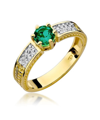 14k gold ring emerald diamonds
