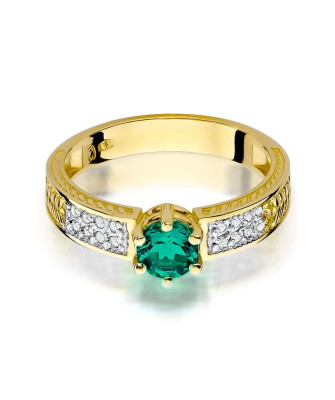 14k gold ring emerald diamonds