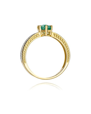 14k gold ring emerald diamonds