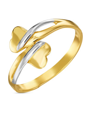 Gold ring 8k two hearts