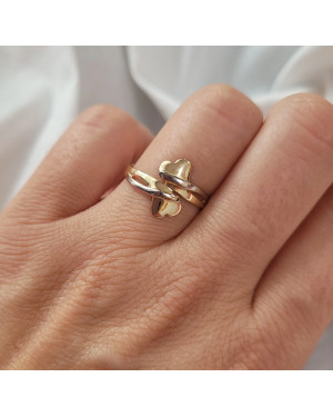 Gold ring 8k two hearts