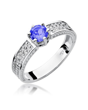 14k White Gold Ring Tanzanite Diamonds