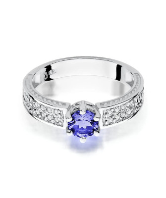 14k White Gold Ring Tanzanite Diamonds