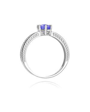 14k White Gold Ring Tanzanite Diamonds