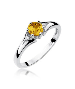 Gold Ring 14k White Gold Citrine Certificate