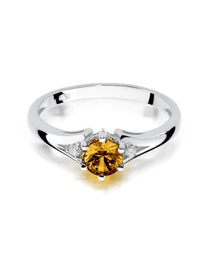 Gold Ring 14k White Gold Citrine Certificate