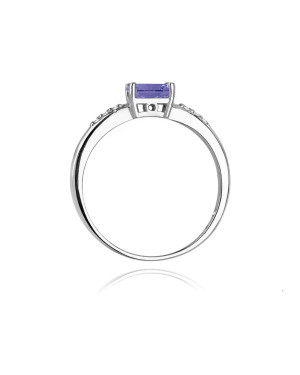 Pierścionek z tanzanitem 0,40ct białe złoto 14k