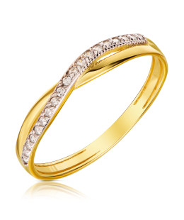 14k gold ring wave white stones
