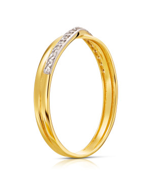 14k gold ring wave white stones
