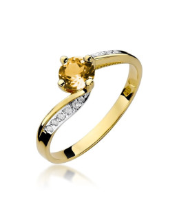 Citrine ring diamonds gold 14k
