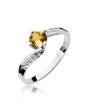 Citrine ring 0.60ct diamonds white gold