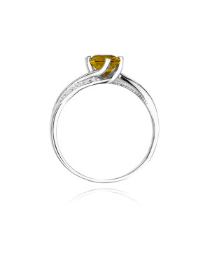 Citrine ring 0.60ct diamonds white gold