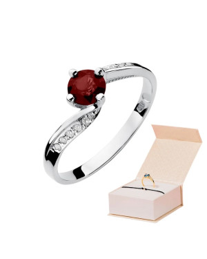 Pierścionek rubin 0,60ct brylanty białe złoto