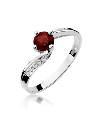 Pierścionek rubin 0,60ct brylanty białe złoto