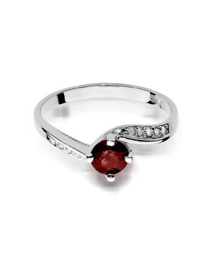 Pierścionek rubin 0,60ct brylanty białe złoto
