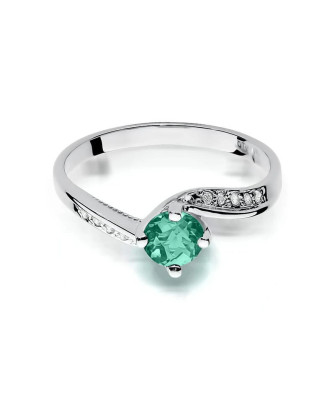 Emerald ring 0.50ct diamonds white gold