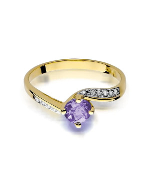 Tanzanit pierścionek diamenty złoto 14k