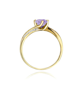 Tanzanit pierścionek diamenty złoto 14k