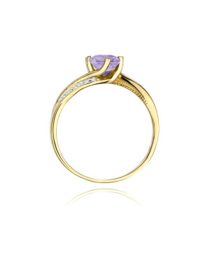 Tanzanit pierścionek diamenty złoto 14k