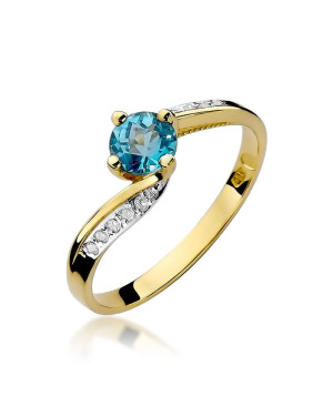 Topaz pierścionek diamenty złoto 14k