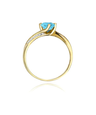 Topaz pierścionek diamenty złoto 14k