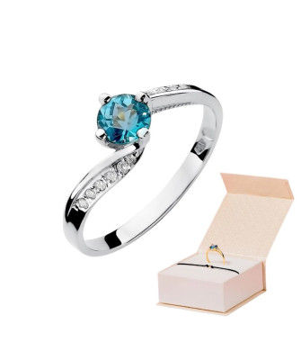 Pierścionek topaz 0,50ct brylanty białe złoto
