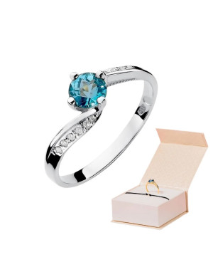 Pierścionek topaz 0,50ct brylanty białe złoto