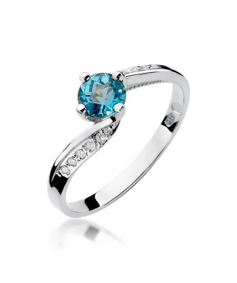 Pierścionek topaz 0,50ct brylanty białe złoto