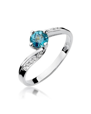 Pierścionek topaz 0,50ct brylanty białe złoto