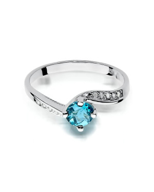Pierścionek topaz 0,50ct brylanty białe złoto