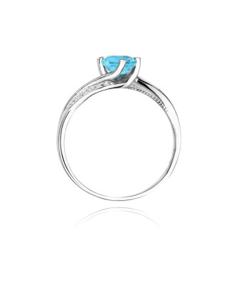 Pierścionek topaz 0,50ct brylanty białe złoto