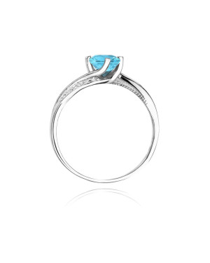 Pierścionek topaz 0,50ct brylanty białe złoto