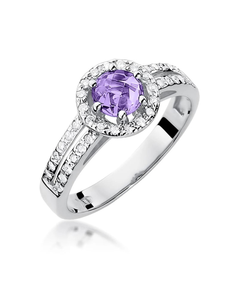 Amethyst ring diamonds white gold