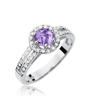 Amethyst ring diamonds white gold