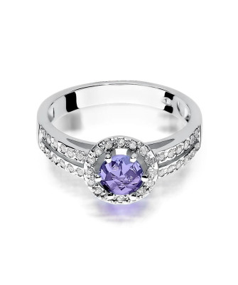 Amethyst ring diamonds white gold