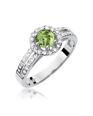 Peridot ring diamonds white gold