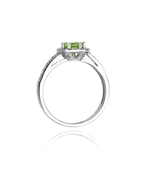 Peridot ring diamonds white gold