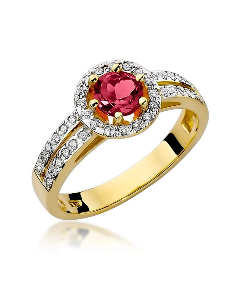 Ring with ruby and diamonds 14k gold