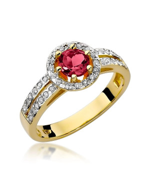 Ring with ruby and diamonds 14k gold