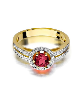 Ring with ruby and diamonds 14k gold