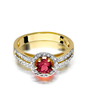 Ring with ruby and diamonds 14k gold