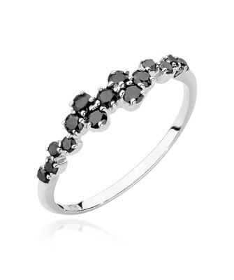 Pierścionek z czarnymi diamentami 0,33ct białe złoto