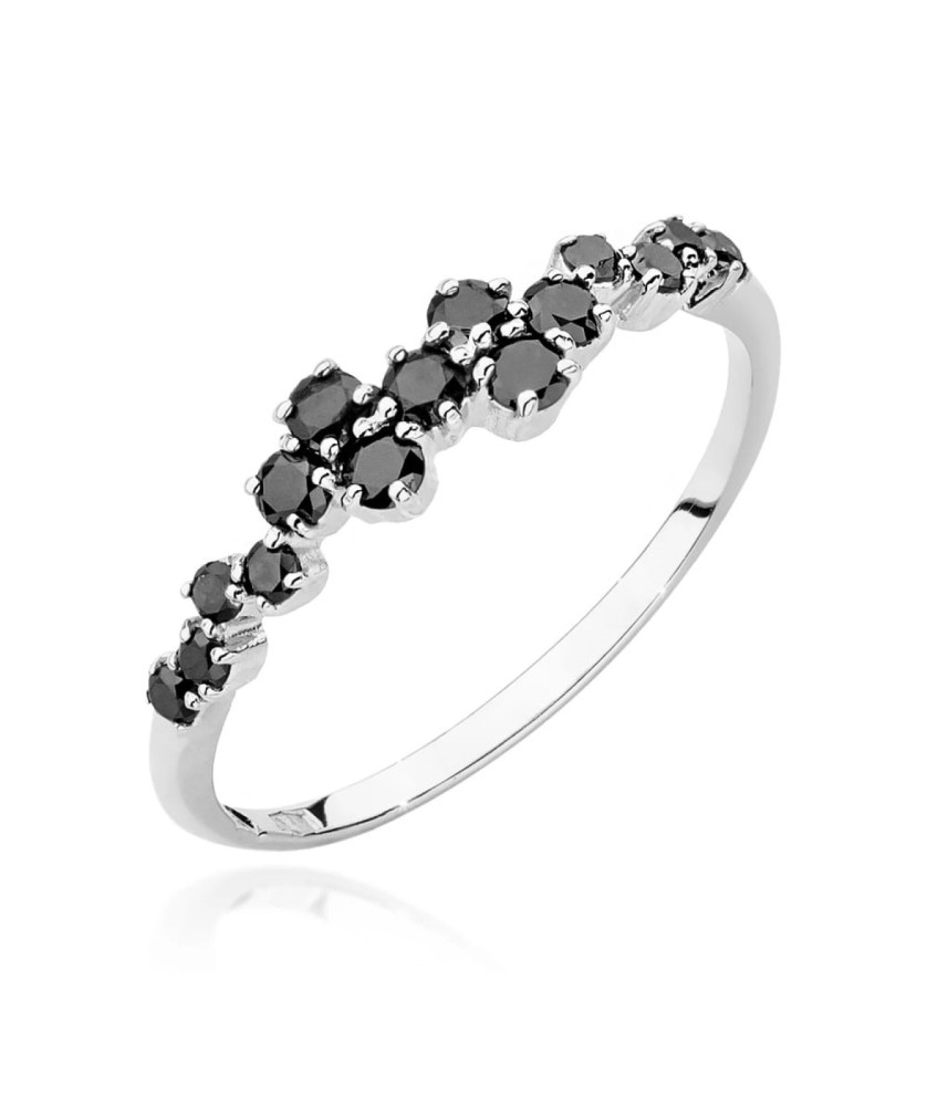 Pierścionek z czarnymi diamentami 0,33ct białe złoto