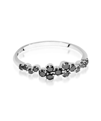 Pierścionek z czarnymi diamentami 0,33ct białe złoto
