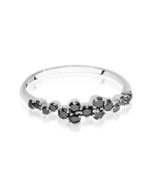 Pierścionek z czarnymi diamentami 0,33ct białe złoto