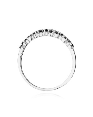 Pierścionek z czarnymi diamentami 0,33ct białe złoto