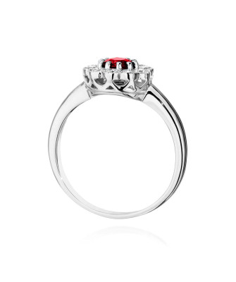 Pierścionek z rubinem 0,60ct diamenty białe złoto
