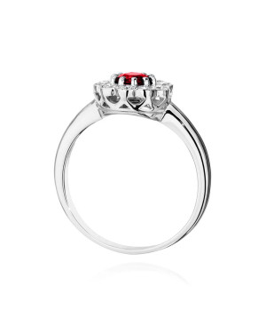 Pierścionek z rubinem 0,60ct diamenty białe złoto