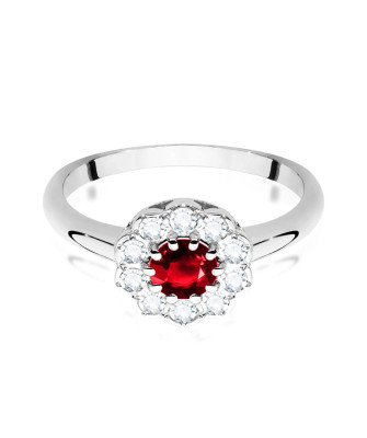Pierścionek z rubinem 0,60ct diamenty białe złoto