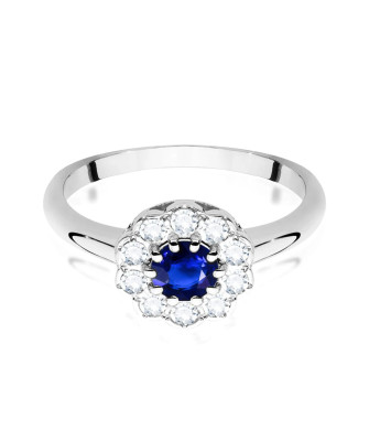Pierścionek z szafirem 0,50ct diamenty białe złoto